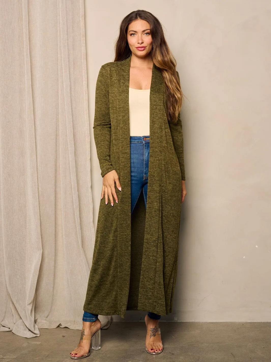 WOMEN'S LONG SLEEVE OPEN FRONT CARDIGAN