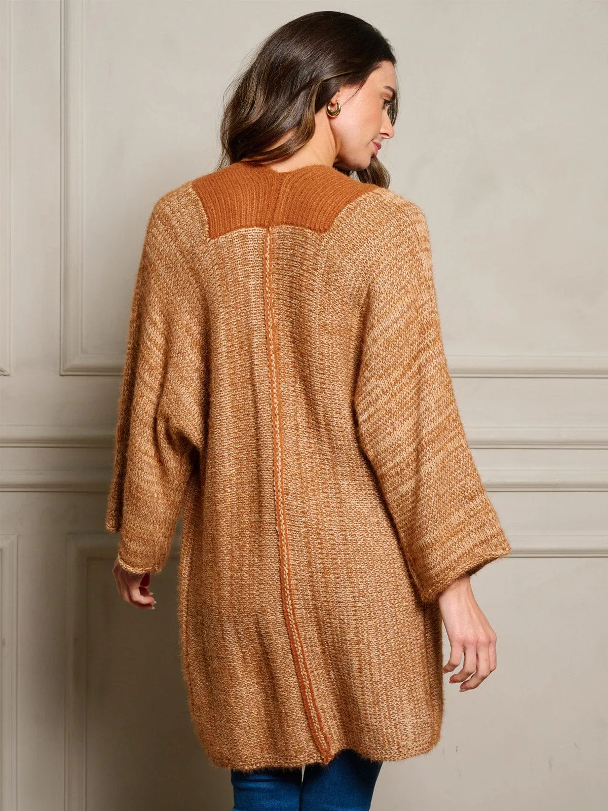 WOMEN'S LONG SLEEVE OPEN FRONT COLORBLOCK CARDIGAN