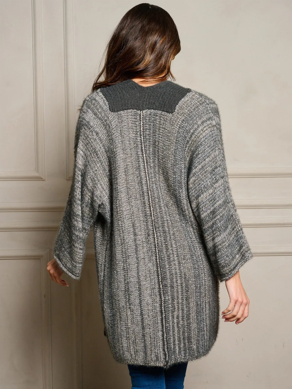 WOMEN'S LONG SLEEVE OPEN FRONT COLORBLOCK CARDIGAN