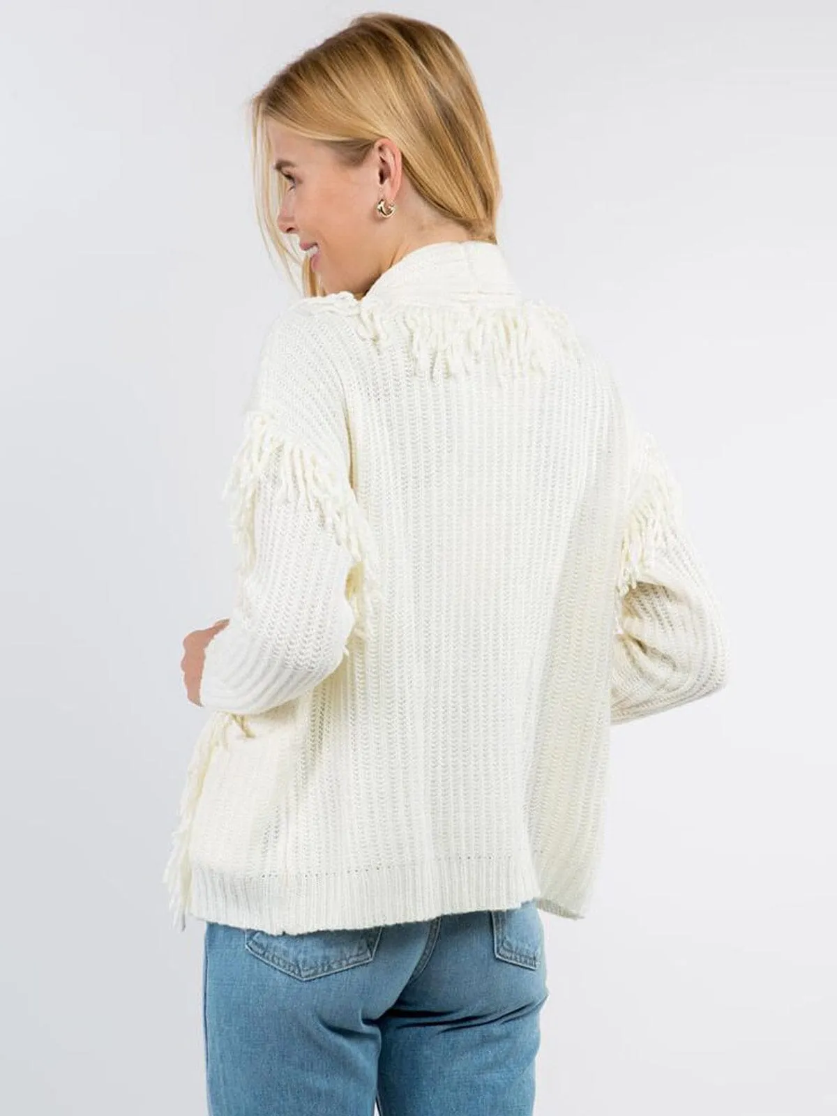 WOMEN'S LONG SLEEVE OPEN FRONT DETAILED CARDIGAN