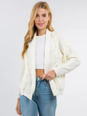 WOMEN'S LONG SLEEVE OPEN FRONT DETAILED CARDIGAN
