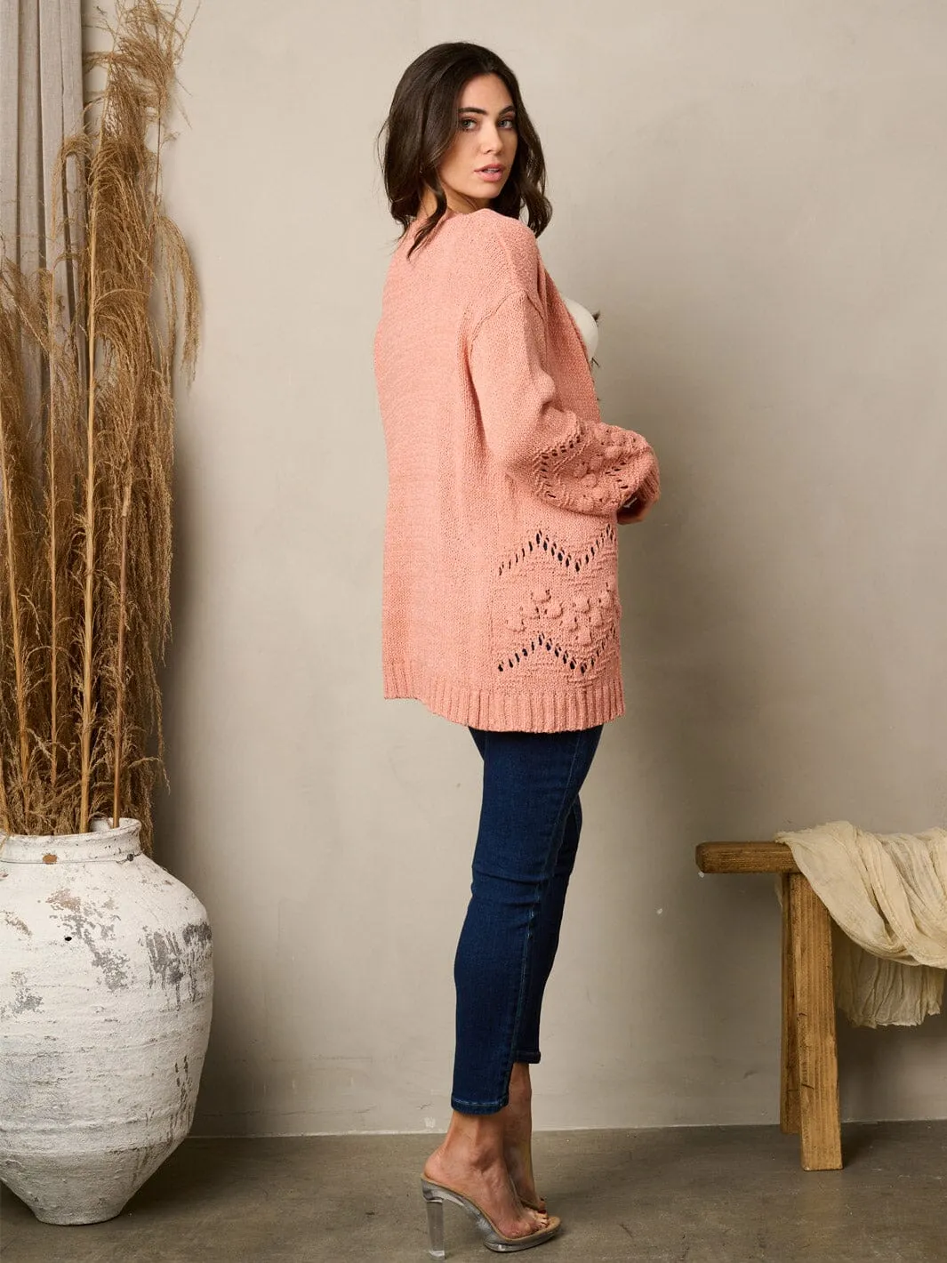 WOMEN'S LONG SLEEVE OPEN FRONT KNIT CARDIGAN SWEATER