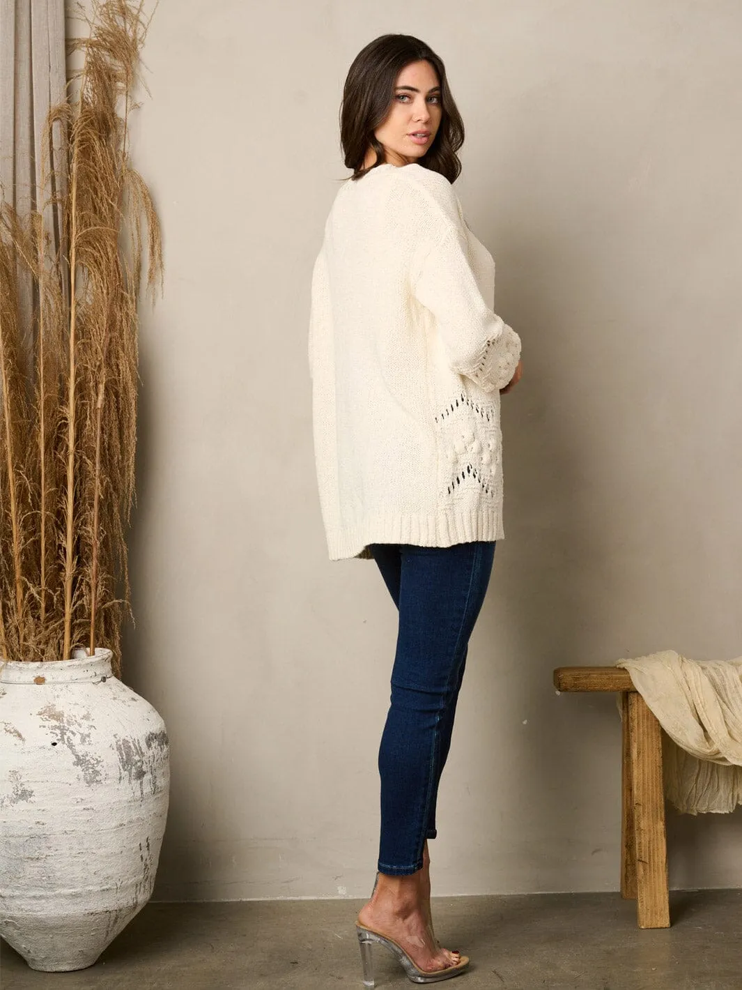 WOMEN'S LONG SLEEVE OPEN FRONT KNIT CARDIGAN SWEATER