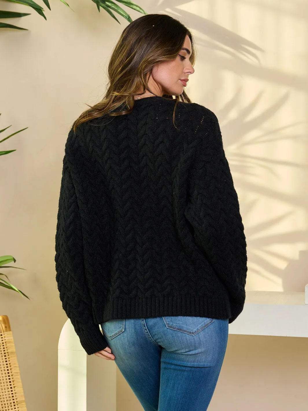 WOMEN'S LONG SLEEVE OPEN FRONT KNIT CARDIGAN