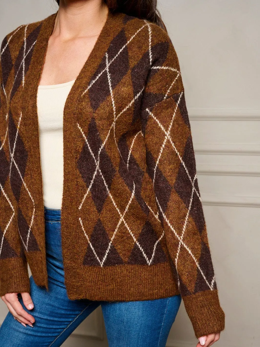 WOMEN'S LONG SLEEVE OPEN FRONT MULTI PRINT CARDIGAN