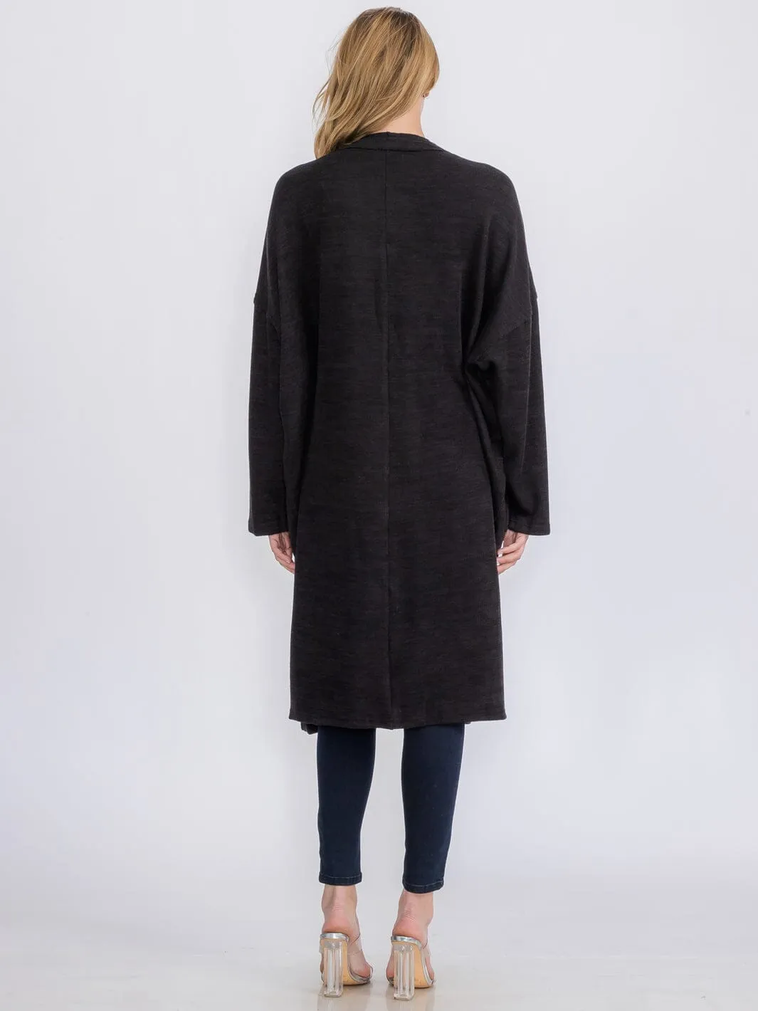WOMEN'S LONG SLEEVE OPEN FRONT POCKETS CARDIGAN