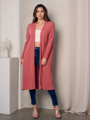 WOMEN'S LONG SLEEVE OPEN FRONT POCKETS CARDIGAN