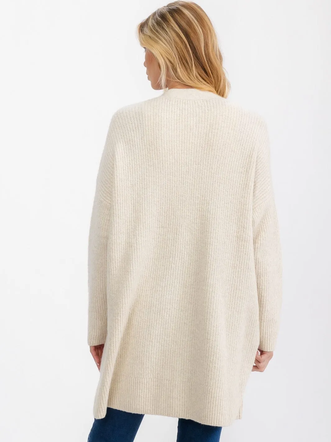 WOMEN'S LONG SLEEVE OPEN FRONT POCKETS CARDIGAN