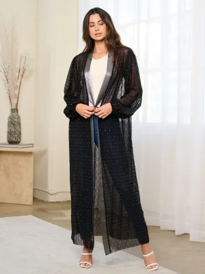 WOMEN'S LONG SLEEVE OPEN FRONT SHIMMER CARDIGAN
