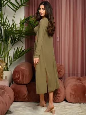 WOMEN'S LONG SLEEVE SIDE SLIT CARDIGAN