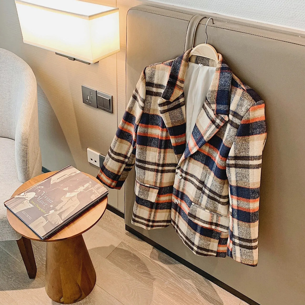 Women's Plaid Wool Tweed Blazers  Winter Jackets