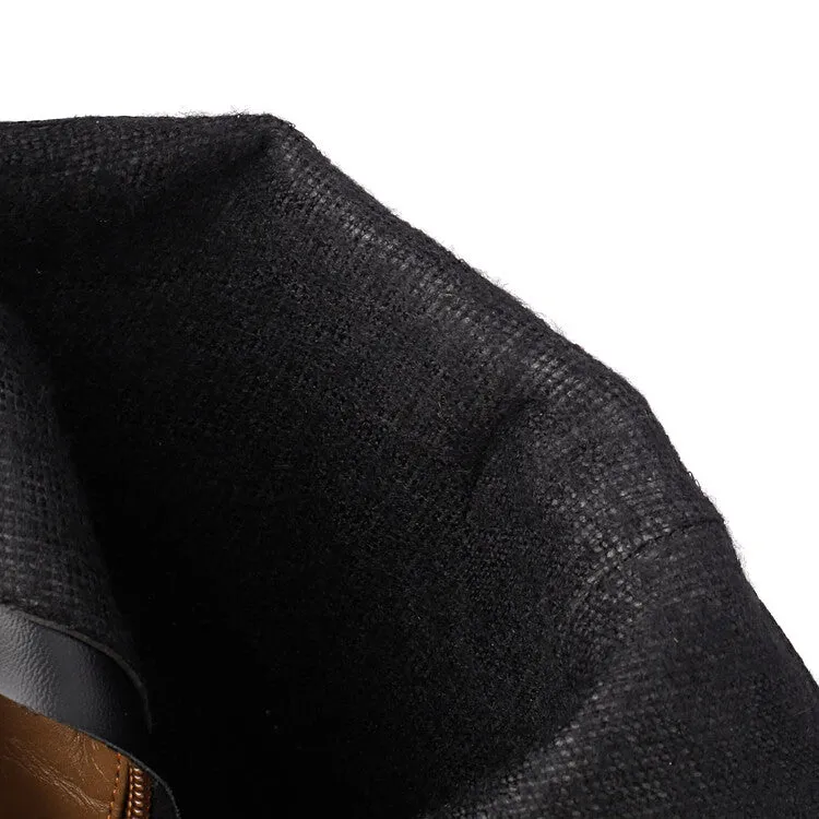 Women's Rivets Pointed Toe Block Heel Ankle Boots