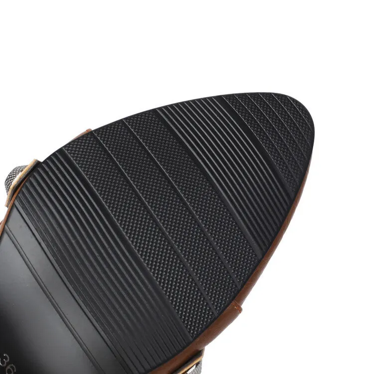 Women's Rivets Pointed Toe Block Heel Ankle Boots