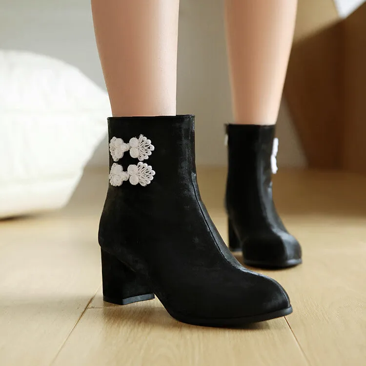 Women's Round Toe High Heel Ankle Boots
