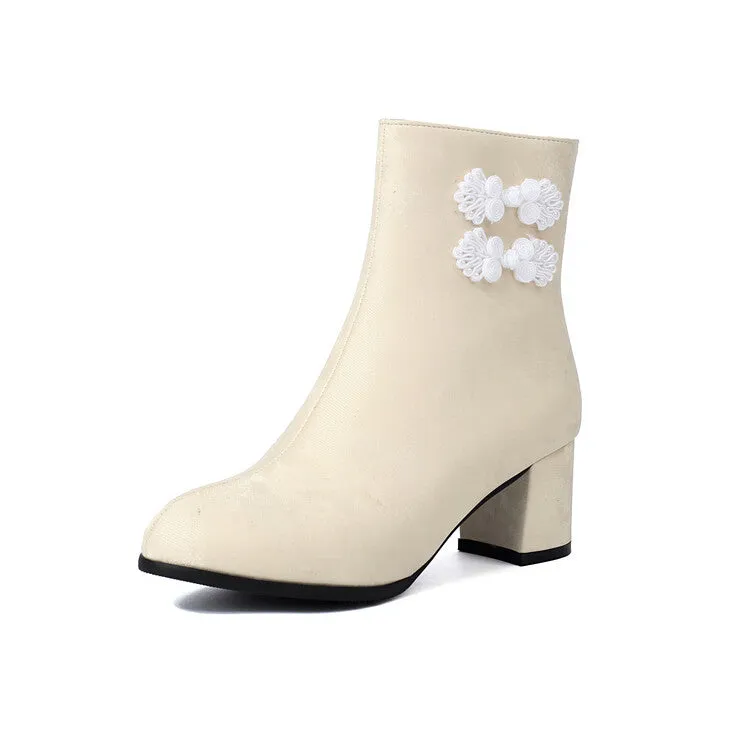 Women's Round Toe High Heel Ankle Boots