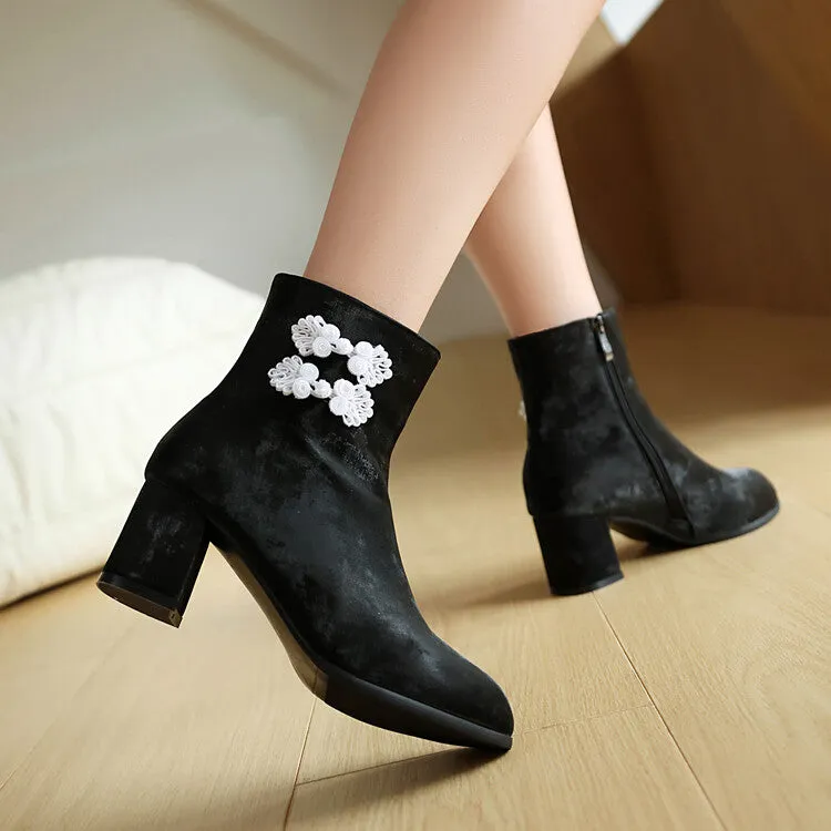Women's Round Toe High Heel Ankle Boots