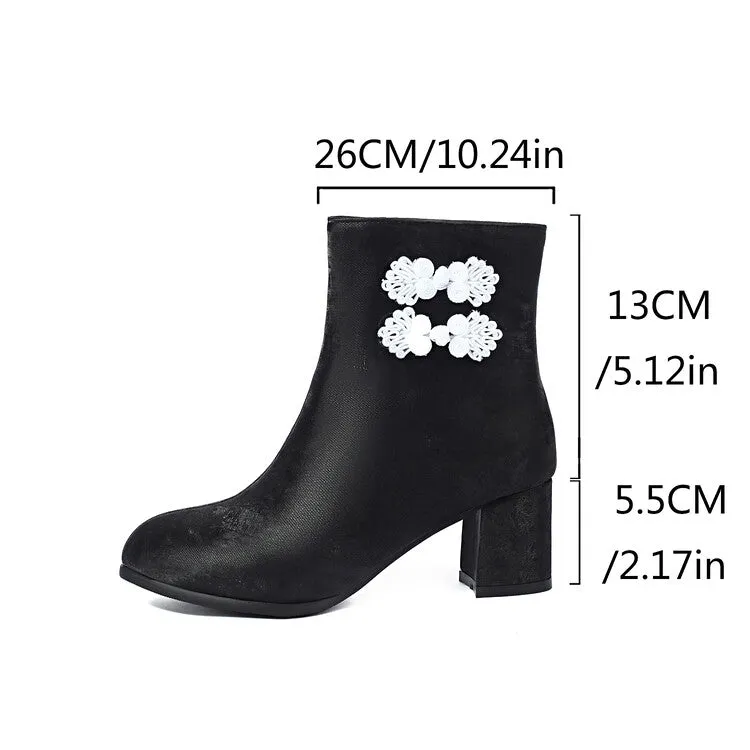 Women's Round Toe High Heel Ankle Boots