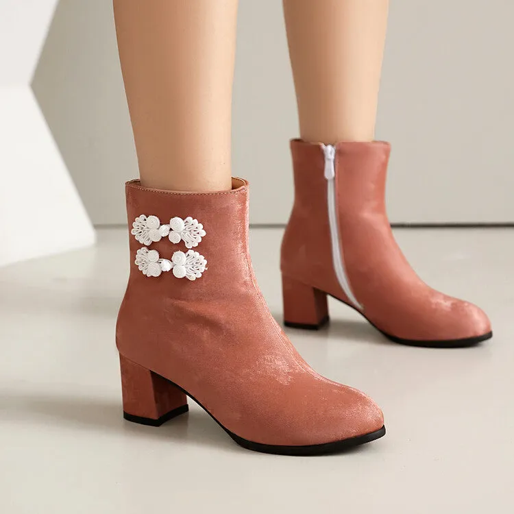 Women's Round Toe High Heel Ankle Boots