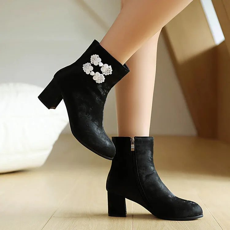 Women's Round Toe High Heel Ankle Boots