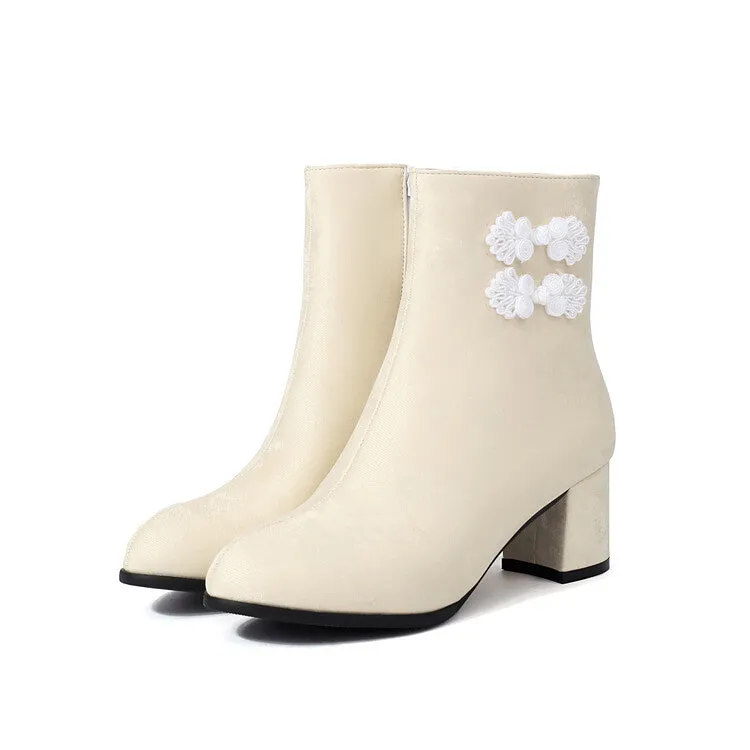 Women's Round Toe High Heel Ankle Boots