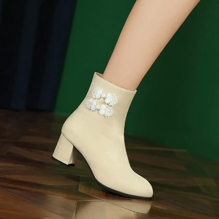 Women's Round Toe High Heel Ankle Boots