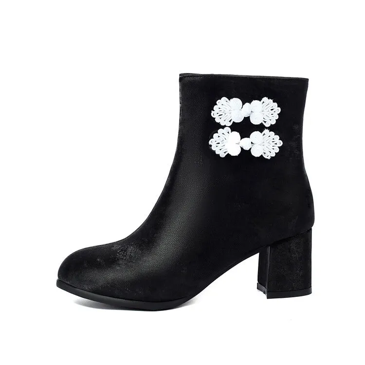 Women's Round Toe High Heel Ankle Boots