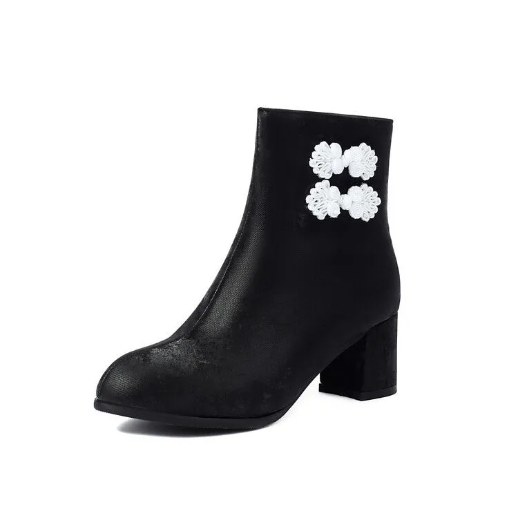 Women's Round Toe High Heel Ankle Boots