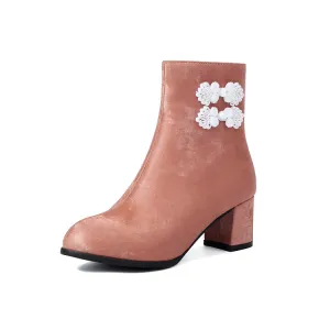 Women's Round Toe High Heel Ankle Boots