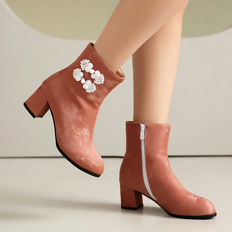 Women's Round Toe High Heel Ankle Boots