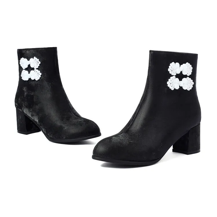 Women's Round Toe High Heel Ankle Boots