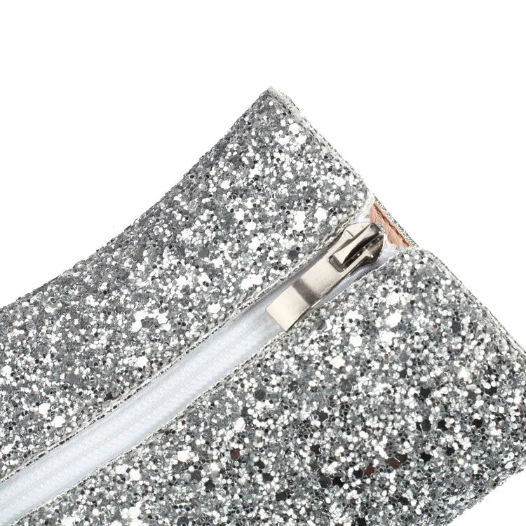 Women's Sequins Peep Toe Thin Heel Ankle Boots