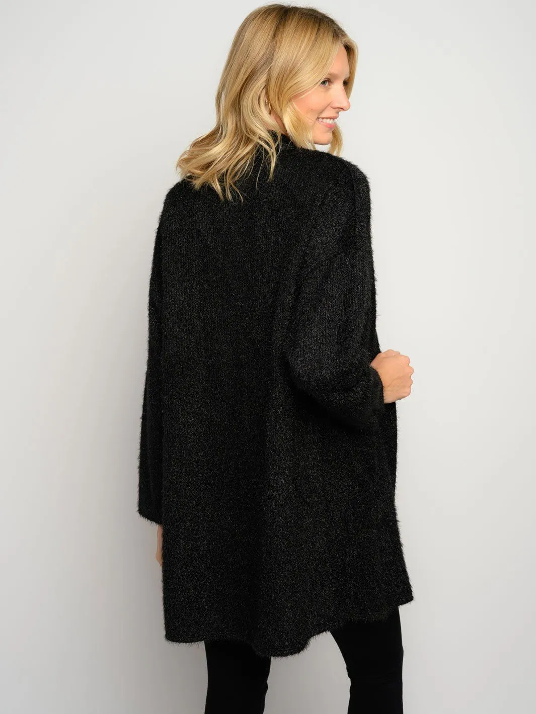 WOMEN'S SHIMMER POCKETS LONG SLEEVE CARDIGAN