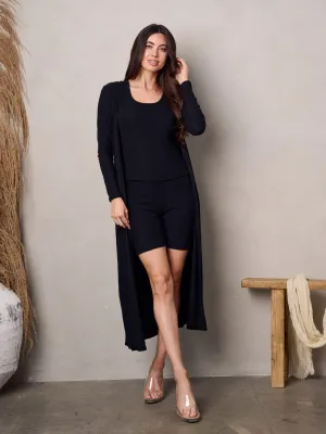 WOMEN'S TANK TOP & LONG SLEEVE RIBBED CARDIGAN SET