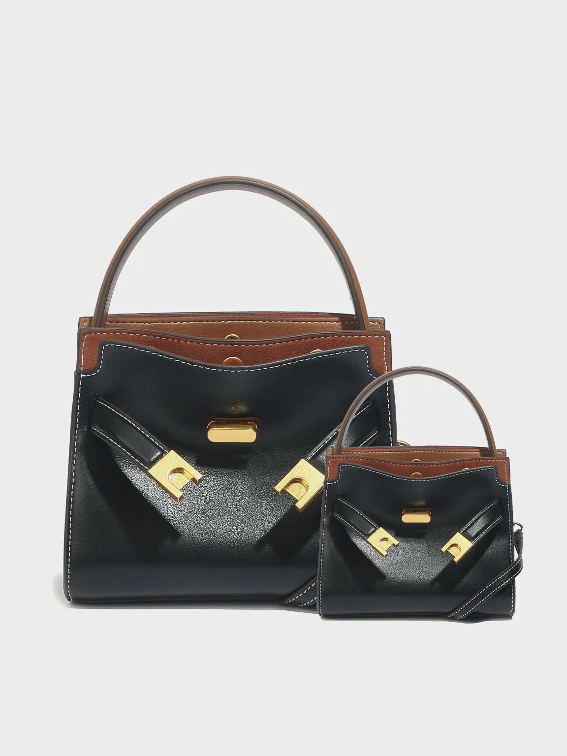 Women's Top Handle Lee Double Bag Messenger Satchel Tote Bag