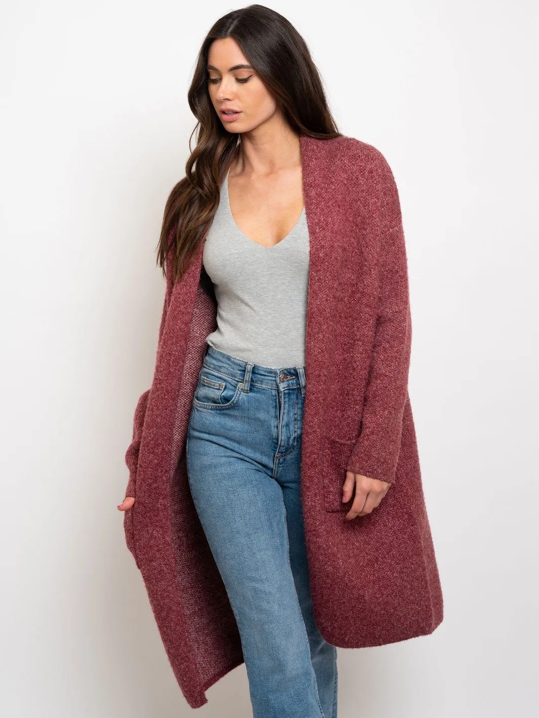 WOMEN'S WINTER POCKETS OPEN CARDIGAN