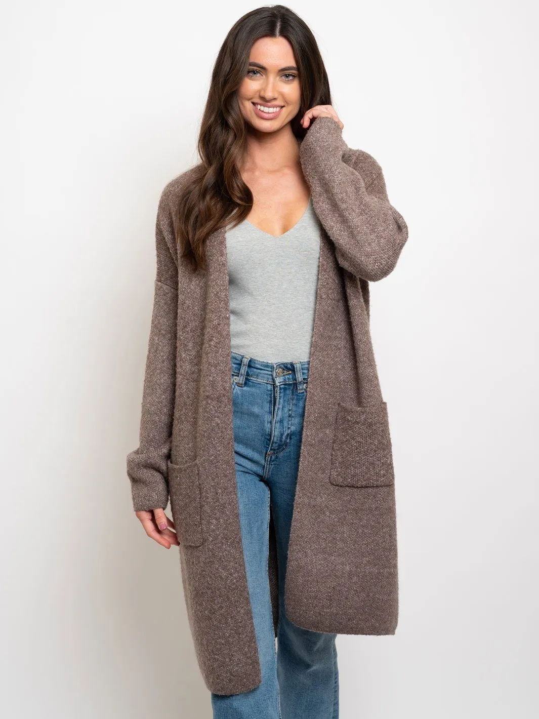 WOMEN'S WINTER POCKETS OPEN CARDIGAN