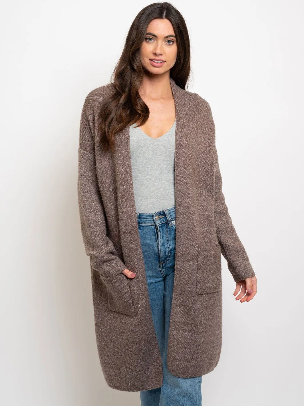 WOMEN'S WINTER POCKETS OPEN CARDIGAN