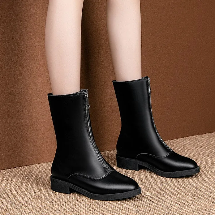 Women's Zipper Low Heels Short Boots