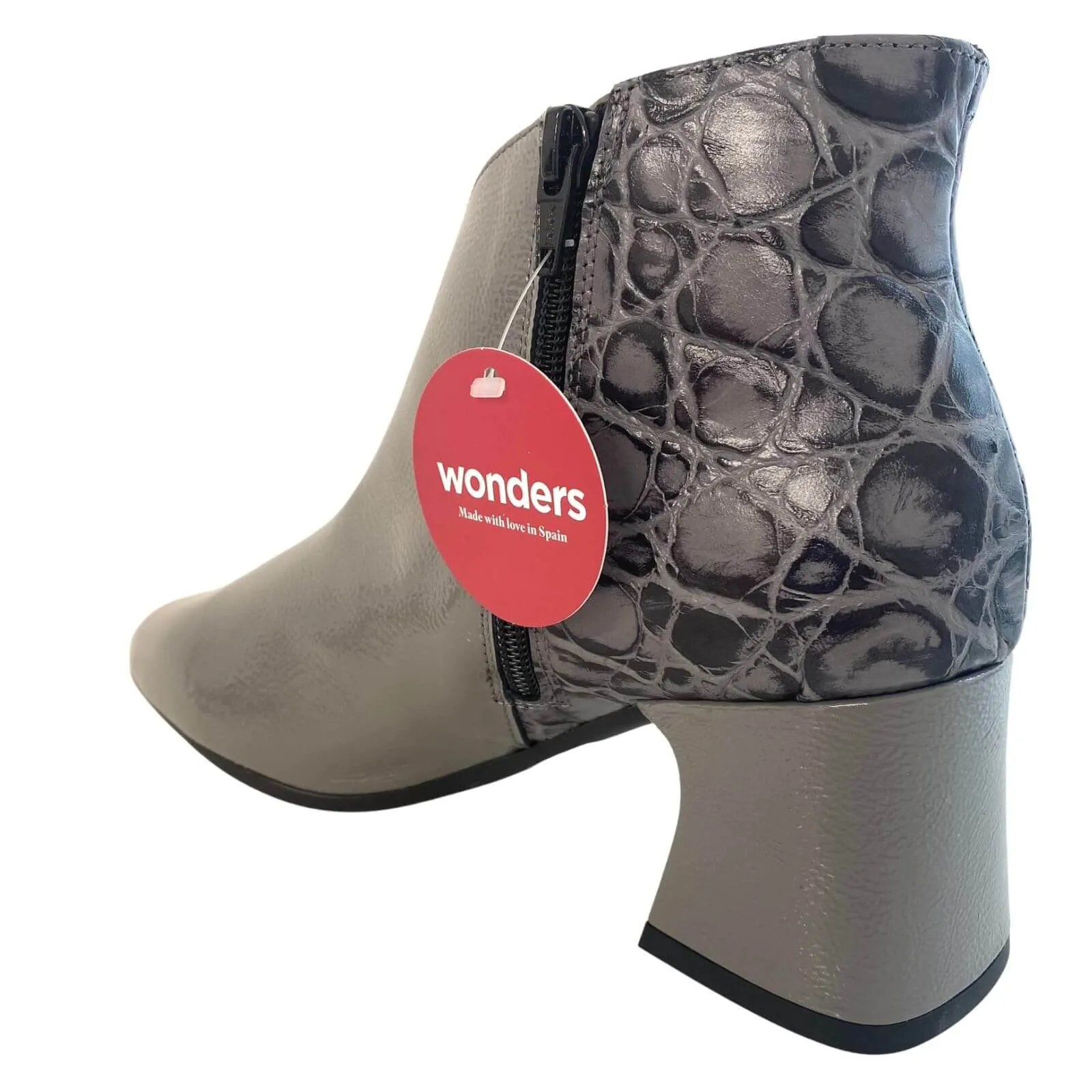 Wonders Grey Leather Shoe Boots