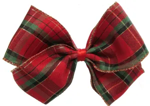 X-Large Holiday Plaid Layered Hair Bow on Clippie