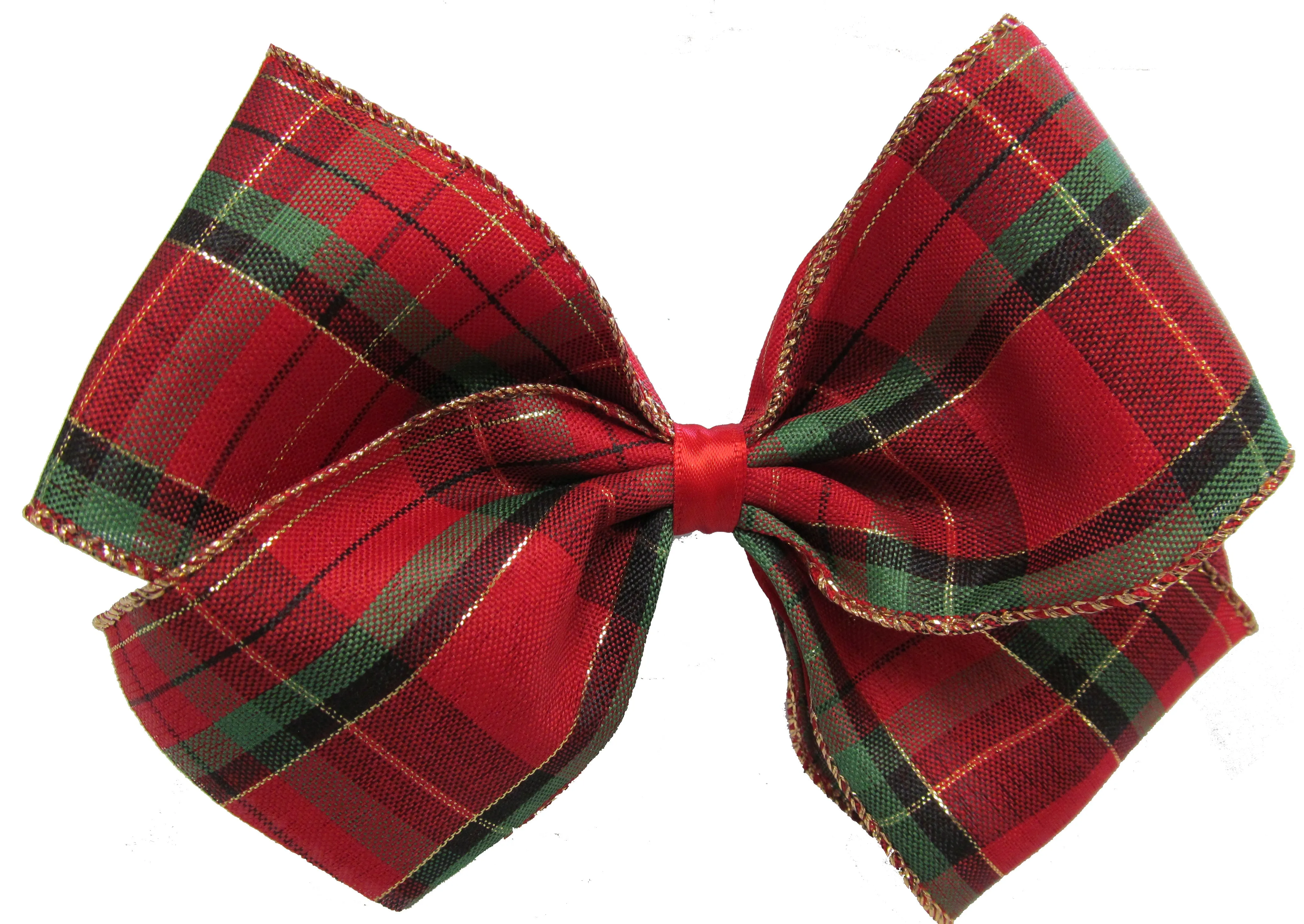 X-Large Holiday Plaid Layered Hair Bow on Clippie