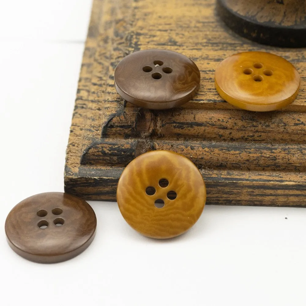 Yellow Coffee Laser Engraving Tagut Nut Shell Buttons 15 Pack