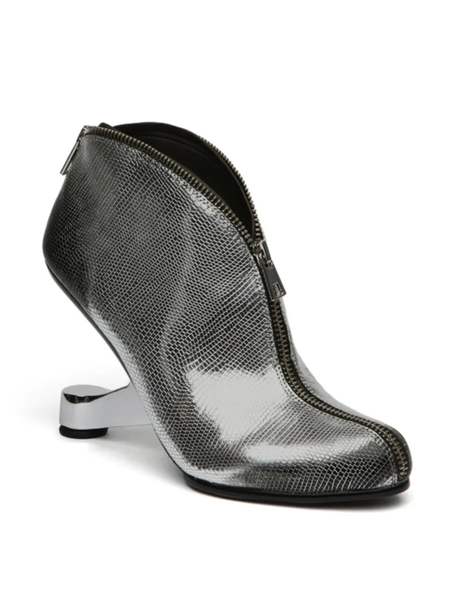 Zip My Way Heel Bootie Punchy Silver
