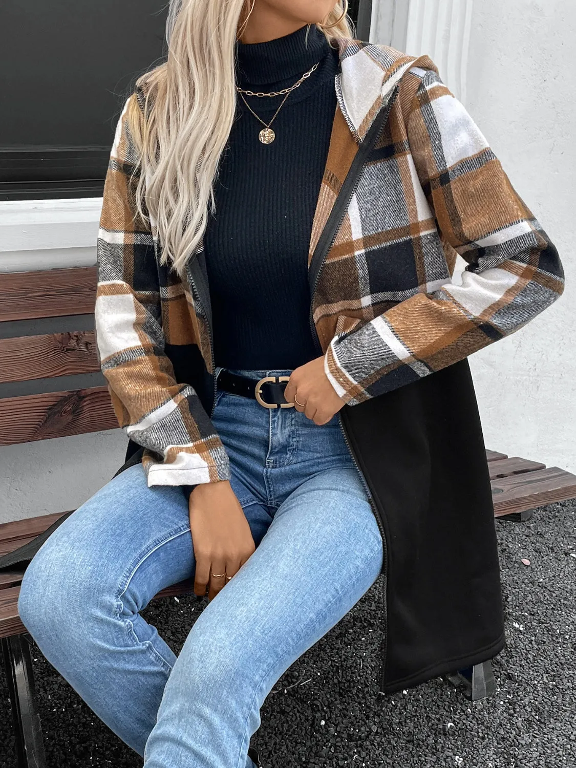 Zip Up Hooded Outerwear