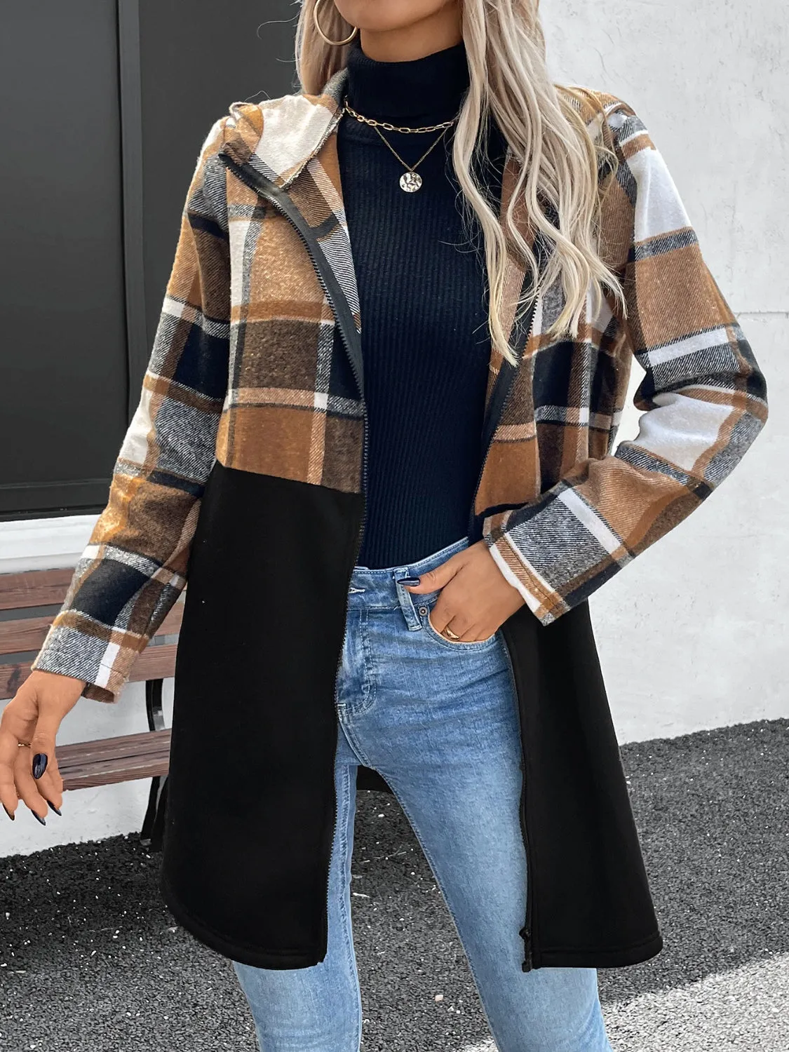 Zip Up Hooded Outerwear