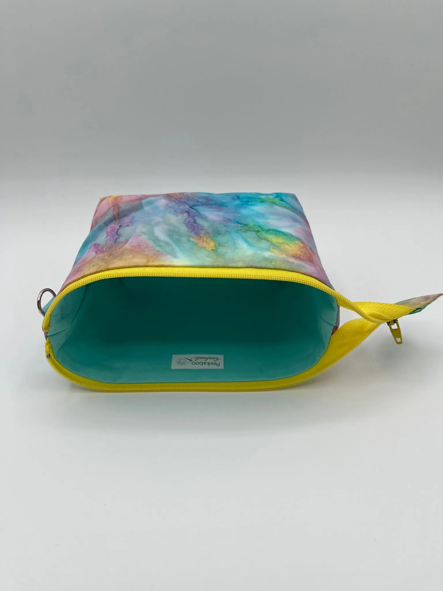 Zipper Bucket Bag - Blue and Pink Marble